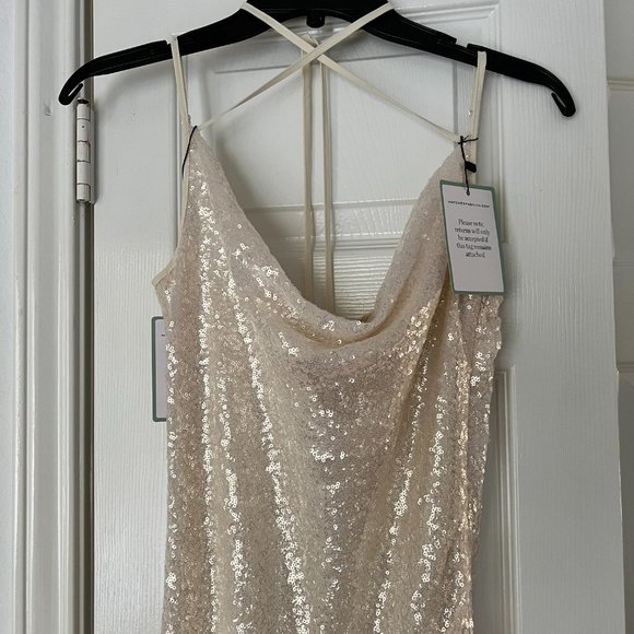 Ivory Sequined Slip Dress - Picture 7 of 9
